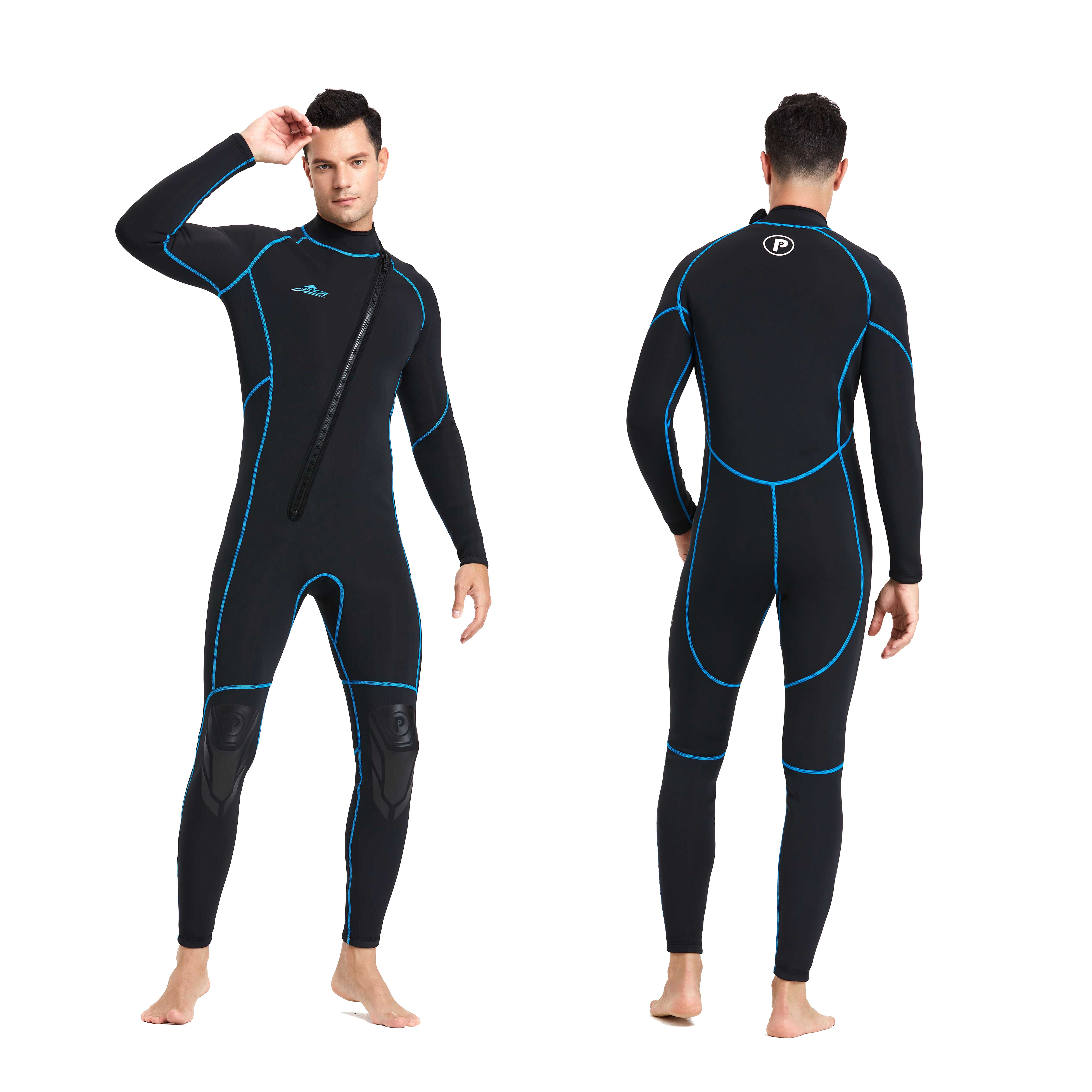Customized High Quality One Piece Long Sleeve Snorkeling Front Zipper 3Mm Neoprene Men Surfing Diving Wetsuit
