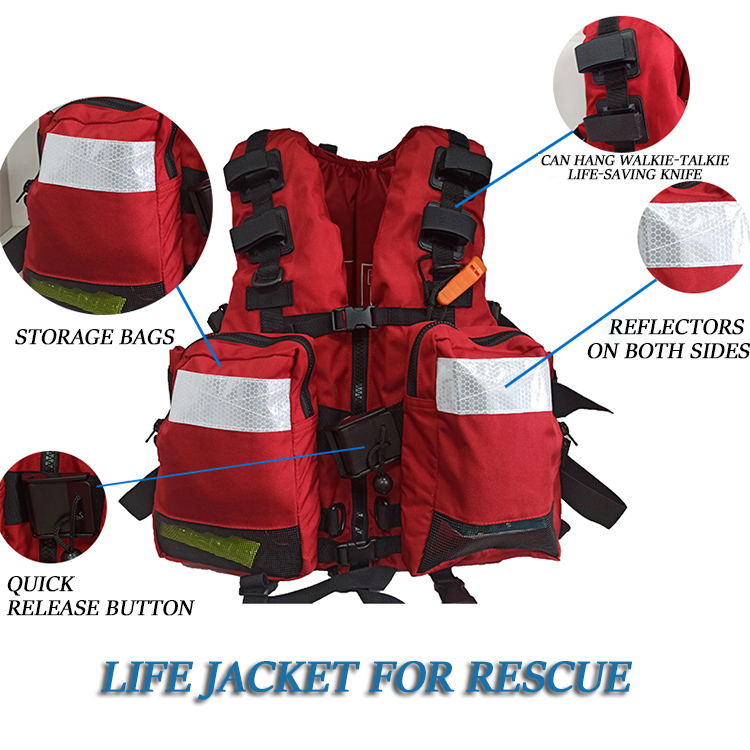 Adjustable Vest Adults 500d Polyester Oxford Fishing Oversized Foam Rescue Life Jacket