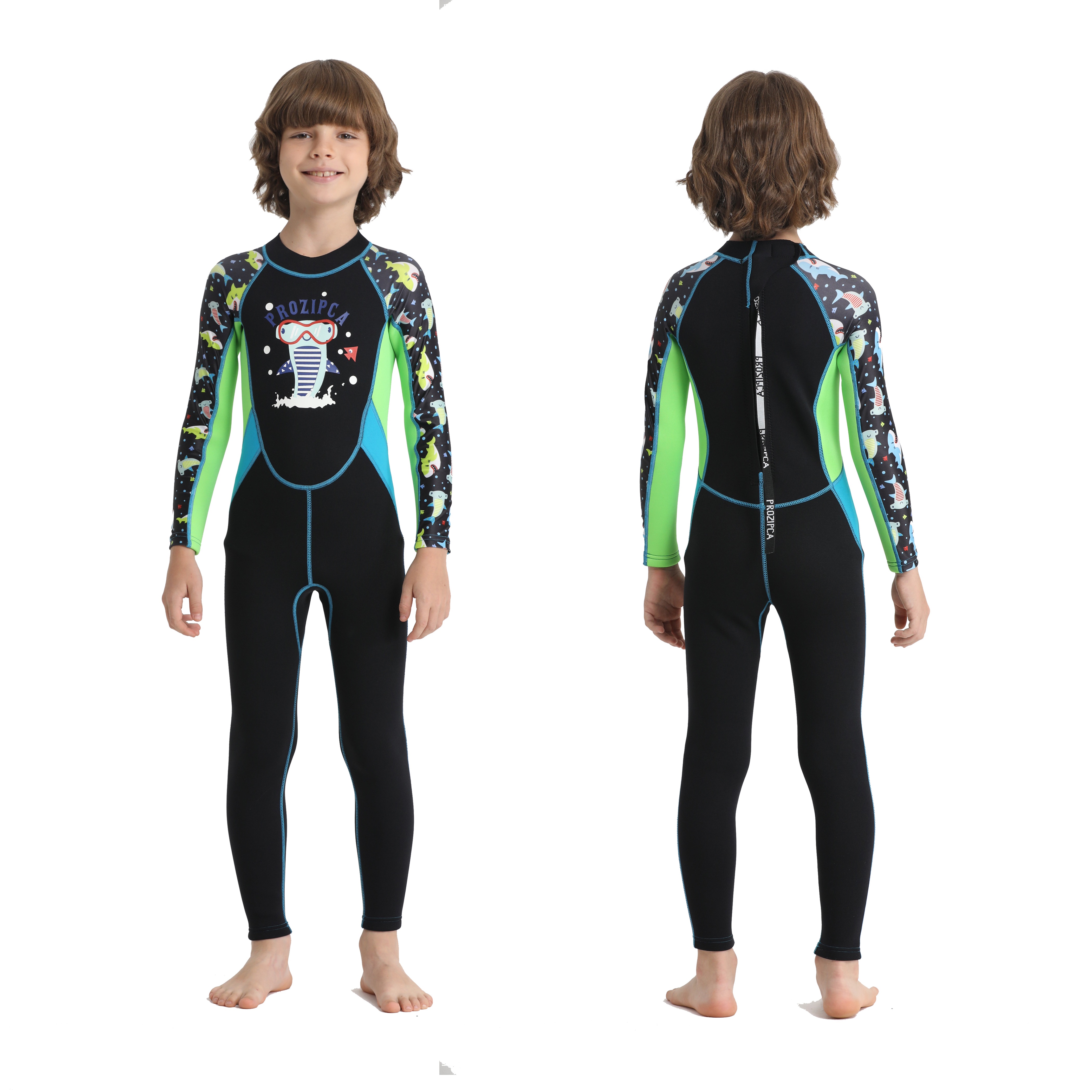 Customized Swimming Snorkeling Suits Children Long Sleeve Trousers Back Zip 3Mm Neoprene Kids Surfing Wetsuit Boys